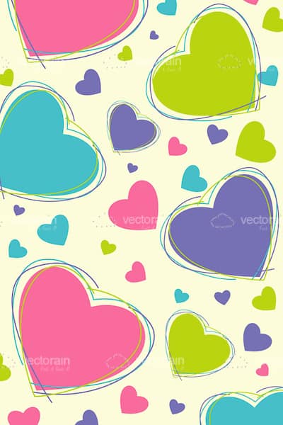 Lovely Background with Colorful Hearts Pattern